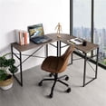 thumbnail image 1 of 288 x 492 x 412 in. Modern Geo L Shape Computer Table, Walnut, 1 of 1