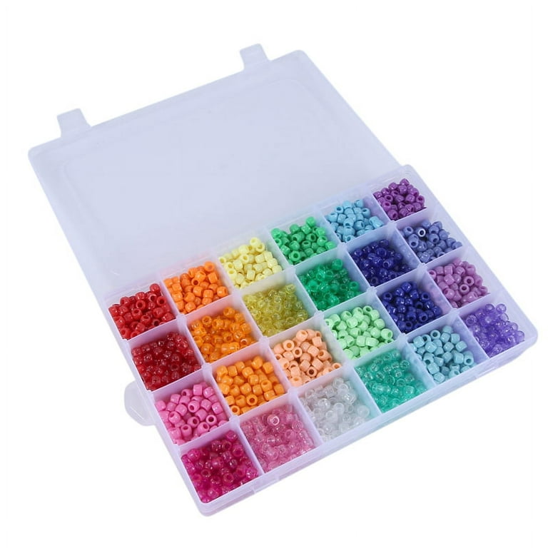 2880 Hole Beads Rainbow Plastic Beads 6 x 9 mm 24 Colors 4 Styles Round  Bead Sets Suitable for DIY Jewellery Making
