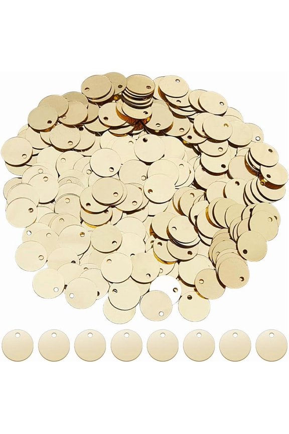 2880Pcs Flat Round Sequins for Crafts 10.5mm PVC Round Paillettes Gold Large Sequin Paillettes Craft Loose Sequins for DIY Sewing Embroidery Earrings Crafts