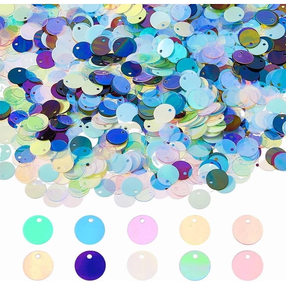 2880Pcs Flat Round Sequins for Crafts 10 Fantasy Colors PVC Round Paillettes 10.5mm Large Sequin Paillettes Craft Loose Sequins for DIY Sewing Embroidery Earrings Crafts Mixed Color
