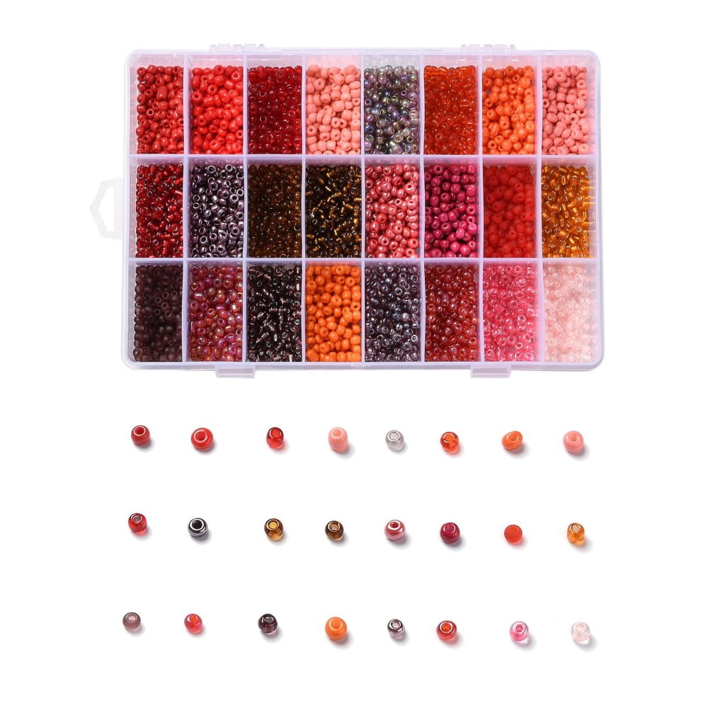 288G 24 Colors Glass Seed Beads Round Mixed Color 6/0 4~5x2.5~4.5mm Hole: 1.2~1.5mm 12g/color 1Box