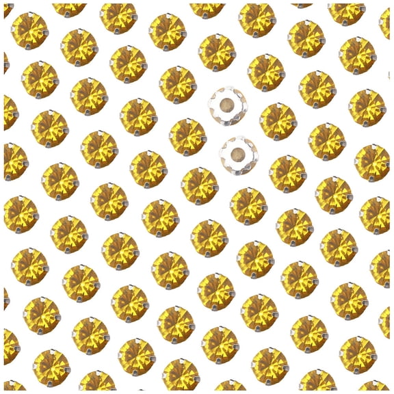 288Pcs Sew on Rhinestone Glass Rhinestone with Iron Prong Settings Garments Accessories Faceted Flat Round Light Smoked Topaz 8x8x5.5mm