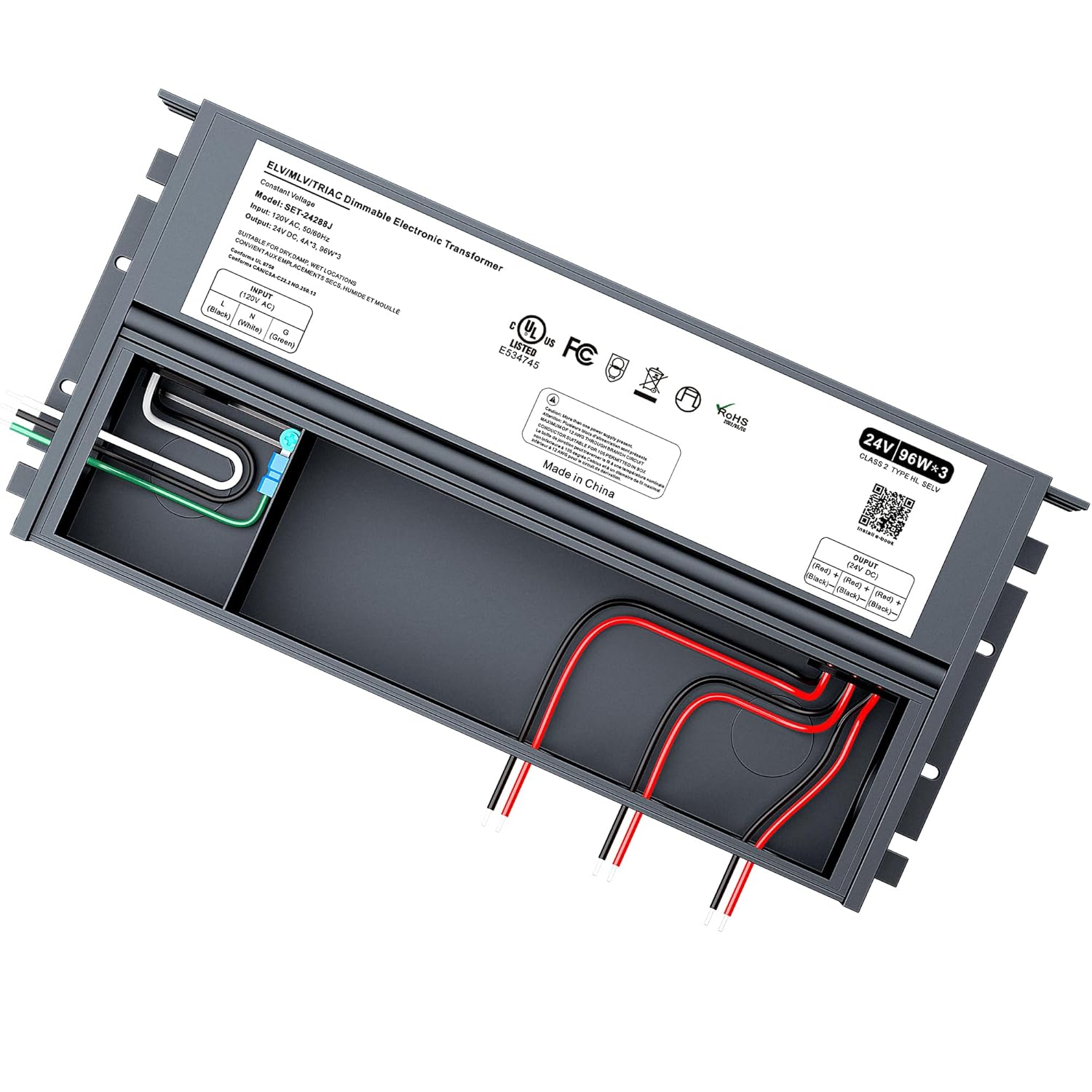 288W 24V Dimmable LED Driver for Lutron & Leviton Dimmer, Triac/ELV/MLV