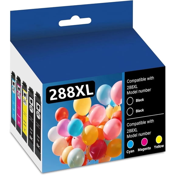 288XL Ink Cartridges Replacement for Epson 288XL Ink Cartridges Combo Pack Compatible for Epson XP-440 XP330 XP446 Printer Ink (5Pack, Black, Cyan, Magenta, Yellow)