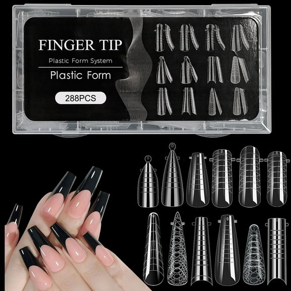 288pcs Clear Duals Nails Forms Full Covers False Nails Tips Nails Gels Extension Mold Acrylic Artificial Nails Tips