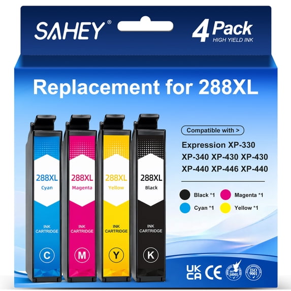 288xl ink Cartridge Compatible for Epson ink 288 288XL for Expression Home XP-440 XP-446 XP-330 XP-340 XP-430 Printer(4 Pack)