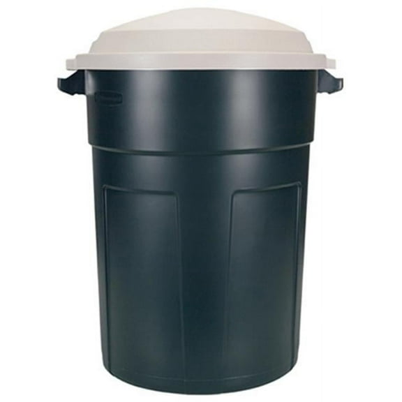 2894-87 EGRN Plastic Refuse Trash Can With Dark Platinum Lid - 32 Gallon, Pack Of 8