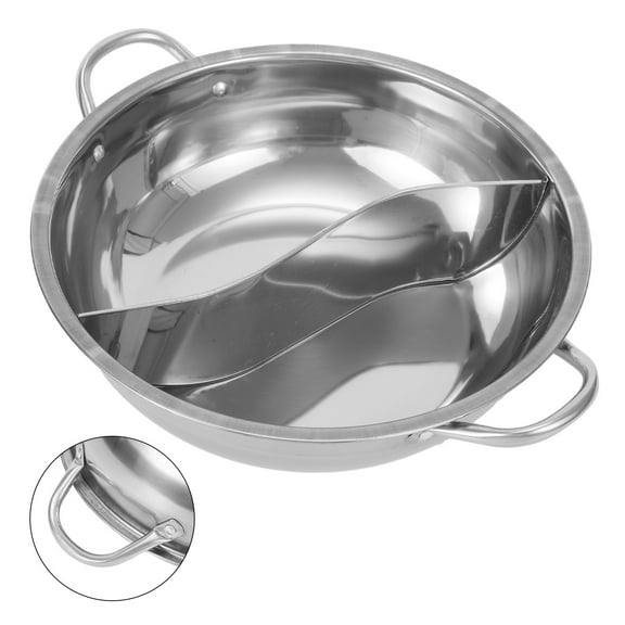 28Cm Hot Pot Twin Divided Stainless Steel 28Cm Cookware Hot Pot Ruled Compatible 28Cm YIWEI