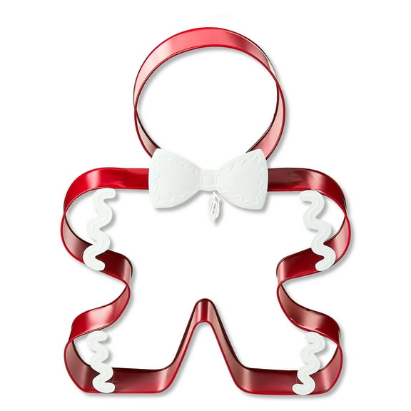 Metal Gingerbread Cookie Cutter Christmas Decoration, Red and White, 28", by Holiday Time