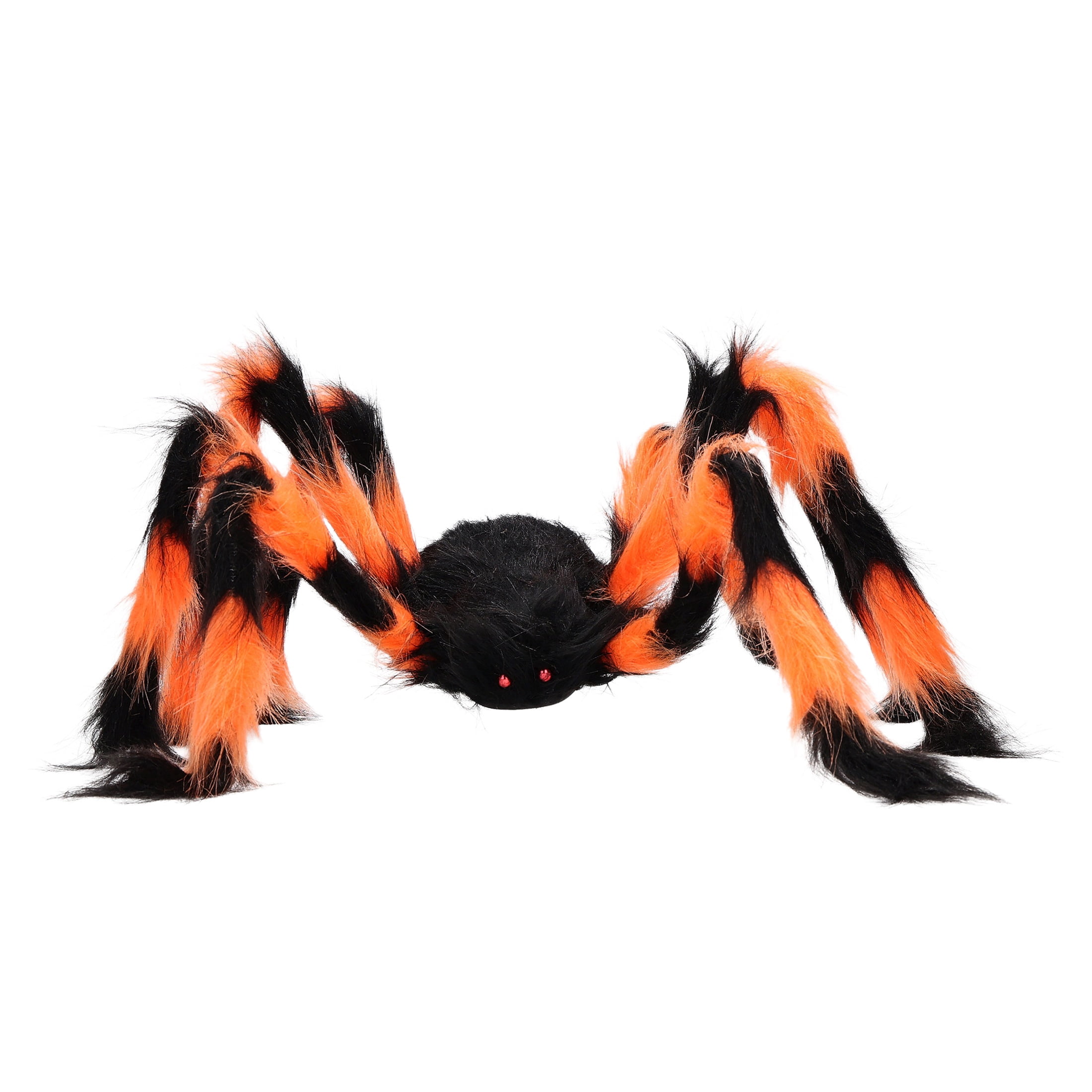 Furry Spider Decoration, Orange and Black, 28", Halloween by Way To Celebrate