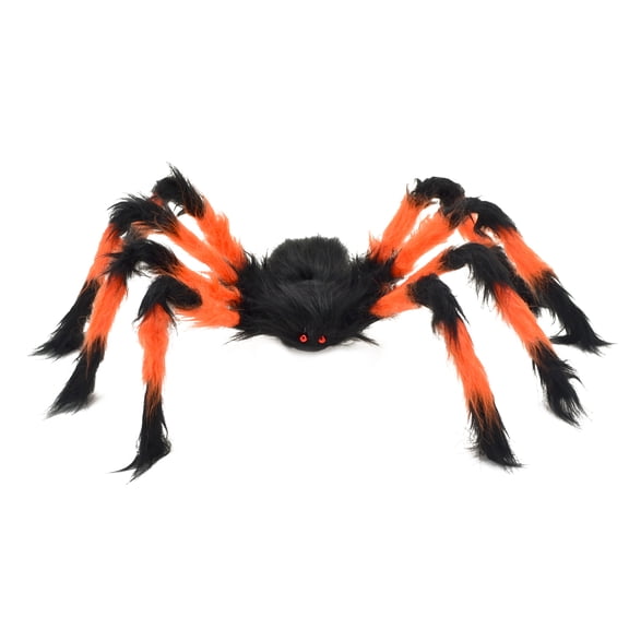 Furry Spider Decoration, Orange and Black, 28", Halloween by Way To Celebrate