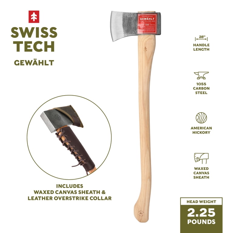 axsxk  Swiss Tech 28-inch Drop Forged Steel Axe with Hickory Handle