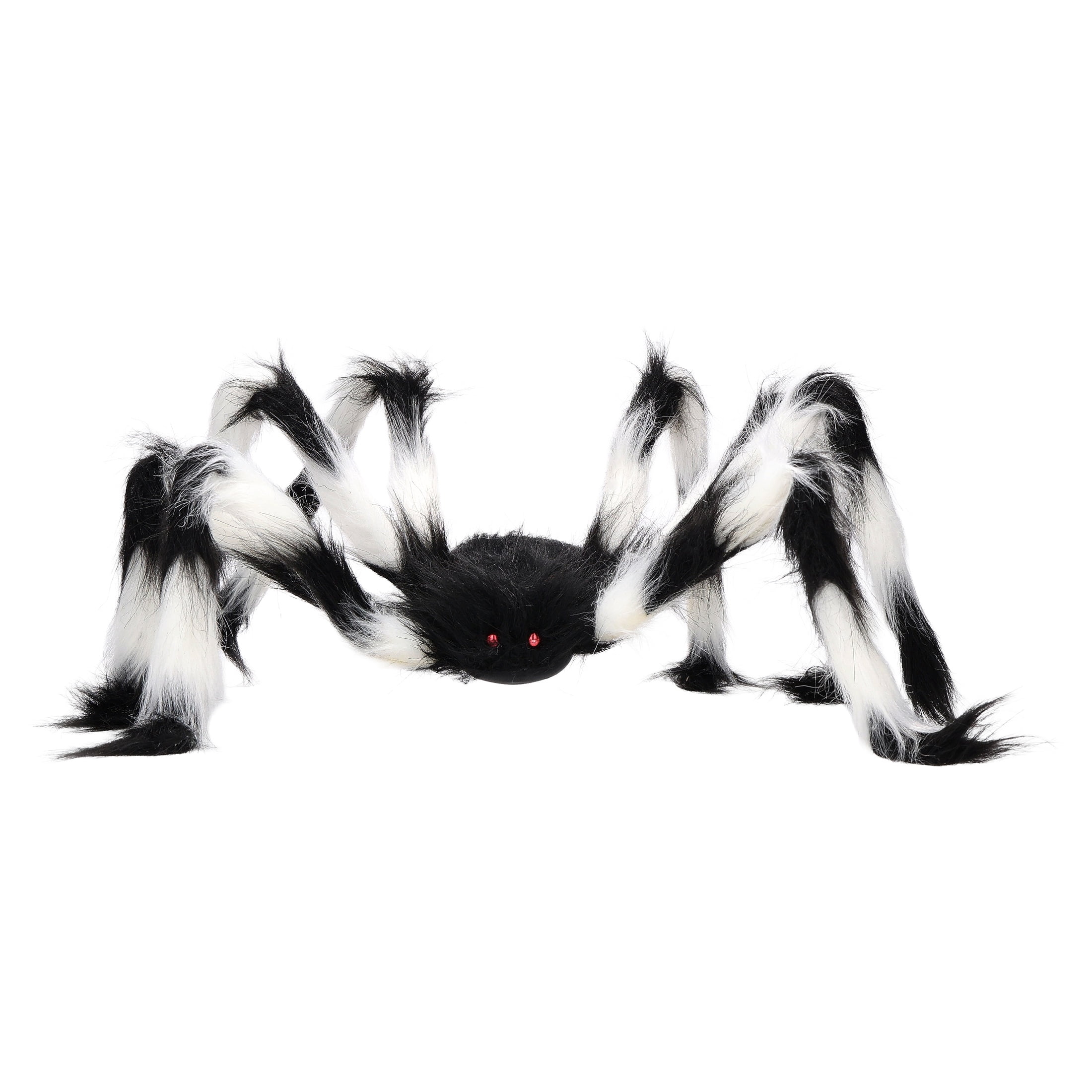 Furry Spider Decoration, Black and White, 28", Halloween by Way To Celebrate
