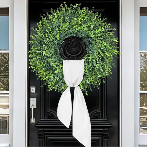 28In Large Boxwoods Door Wreaths for Front Door Spring Summer Outside All Season Green Year Round Artificial Greenery Wreath for Wall Window Rustic Farmhouse Home Outdoor Indoor Decorations