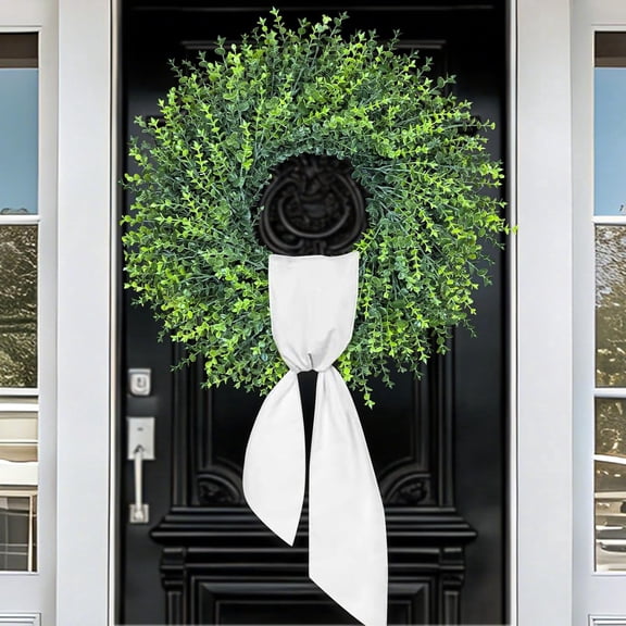 28In Large Boxwoods Door Wreaths for Front Door Spring Summer Outside All Season Green Year Round Artificial Greenery Wreath for Wall Window Rustic Farmhouse Home Outdoor Indoor Decorations