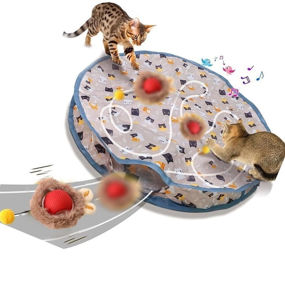 28Inch Interaction Play Mat with Rechargeable Motion Activated Cats Toy Automatic Teaser for Kittens Fun
