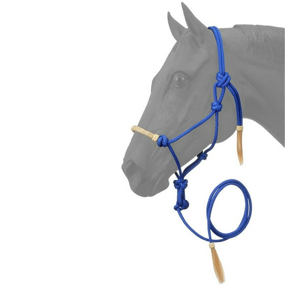28JT Royal Blue Tough-1 Horse Size Rawhide Noseband Poly Nylon Rope Halter W/ Lead