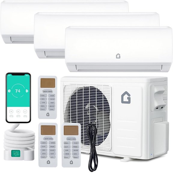 28K 3 Zone Mini Split Air Conditioner and Heater, 9000+9000+12000 BTU Climate Control, 20 SEER2 208-230V WiFi Ductless Mini Split AC/Heating System (Not Include Copper Tube Line Set)