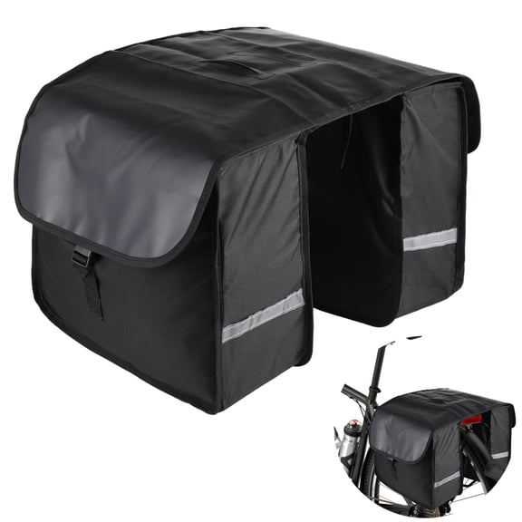 28L Bike Bag Panniers, Portable Waterproof Bicycle Panniers with Reflective Strips, Black Long-Term 600D Polyester & PVC Bike Rear Rack Bag for Long-Trip Cycling, Carrying, Storage