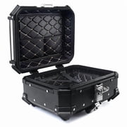 28L Motorcycle Top Case, Aluminum Alloy Waterproof Motorcycle Top Box With Security Lock And 4 Safety Reflective Stickers, Universal Motorcycle Accessories.