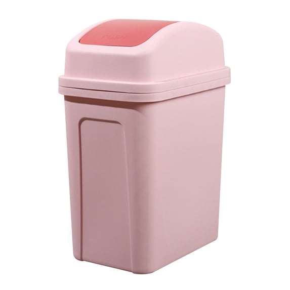 28L Press-Top Plastic Trash Can, Torqee Waste Bin With Hinged Lid, Large Capacity Garbage Container, for Home Kitchen, Bathroom and Living Room, Pink
