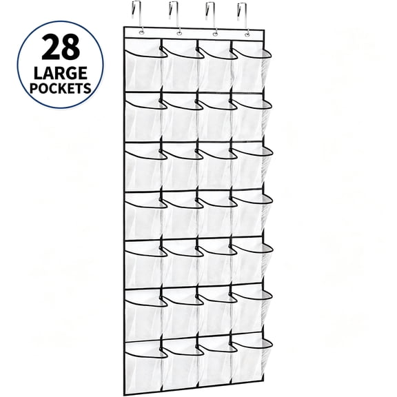 28Large Pockets Over The Door Shoe Organizer, Hanging Shoe Rack for Closet, Door Shoe Holder