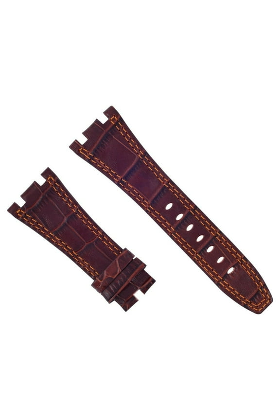 28MM LEATHER WATCH BAND STRAP FOR 42MM AUDEMARS PIGUET 15703ST 26470ST BROWN OS