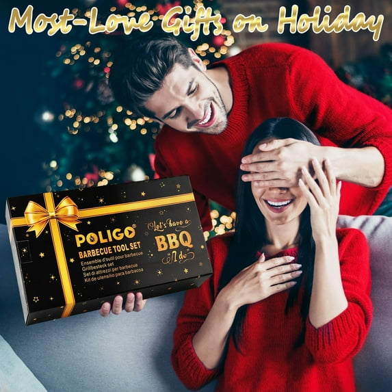 28PC Premium BBQ Grill Accessories Set with Thermometer - Stainless Steel Barbecue Tools Kit for Camping Outdoor Cooking