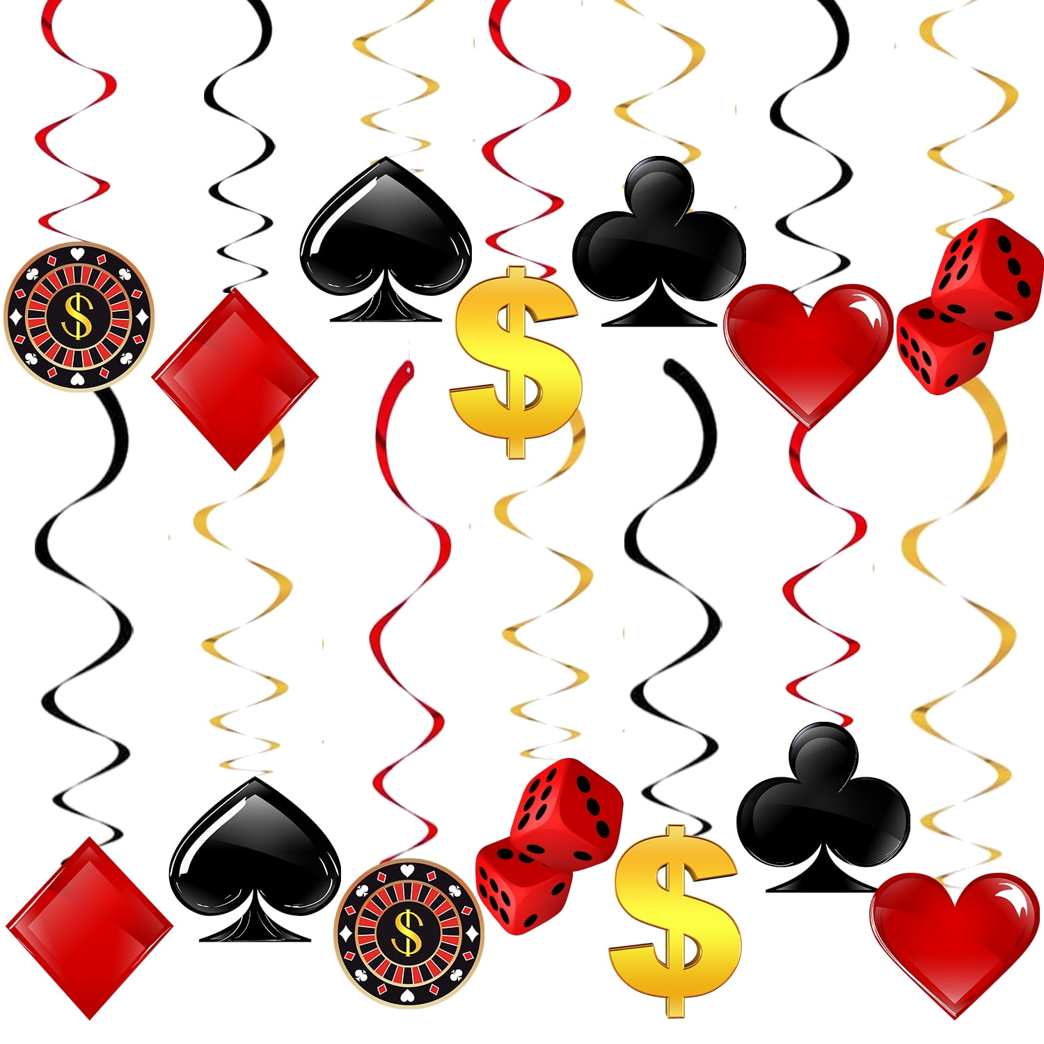 28PCS Casino Theme Hanging Swirls Decorations, Las Vegas Poker Party Supplies Ceiling Hanging Swirls for Casino Poker Games Night Birthday Party Baby Shower Birthday Party Supplies Decor Supplies