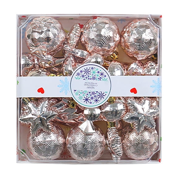28PCS Christmas Balls Gift Set Shaped Ornaments Including and Icicle Designs Holiday Tree Decorations for DIY Scene Displays