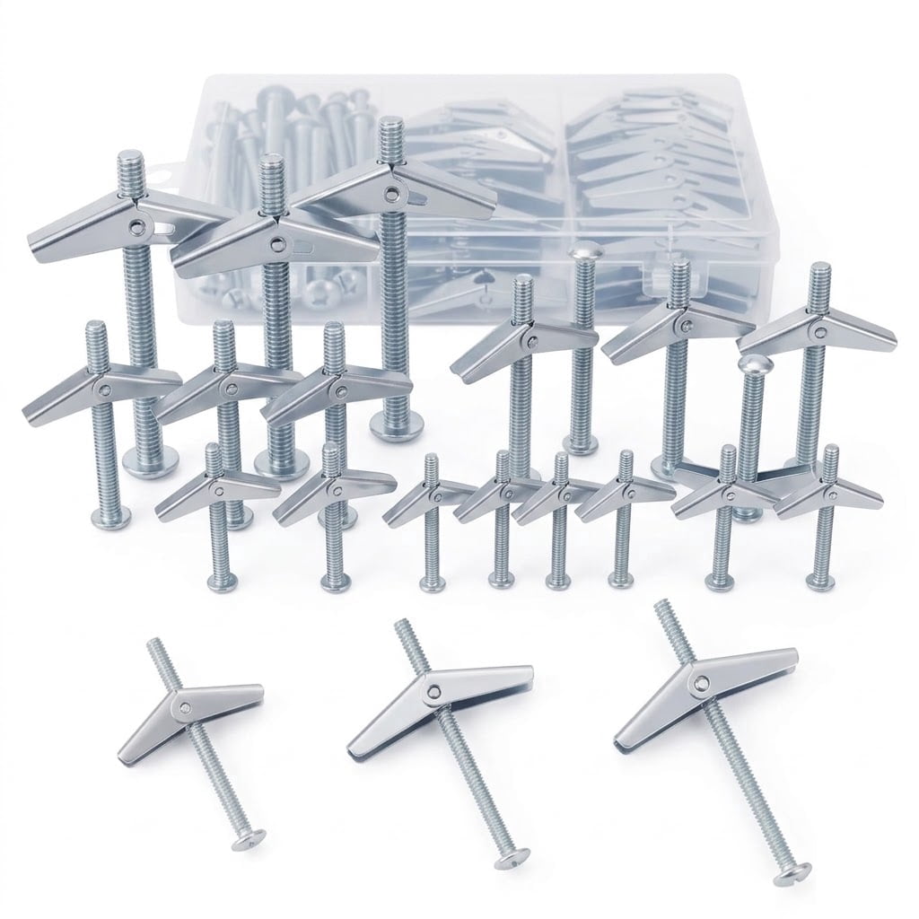 28PCS Heavy Duty Toggle Bolts and Wing Nuts Kit, 3 Sizes (1/4" 3/16" 1/8") Hollow Wall Anchors for Drywall, Plaster & Ceiling, Butterfly Anchors for Hanging TV Mount, Shelves, Heavy Mirrors