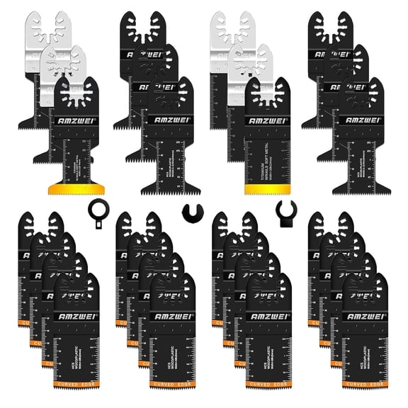 28PCS Oscillating Saw Blades, Professional Universal Titanium Multitool Blades for Wood Metal, Quick Release Multi Tool Blades Kits Compatible with Dewalt Ryobi Milwaukee Fein
