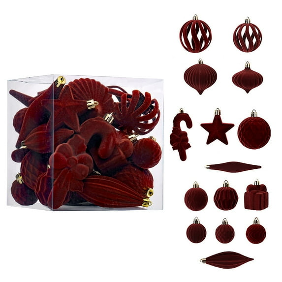 28Pcs, 3.15in Velvet Christmas Ornaments Balls,Flocked Christmas Tree Ball Hanging Ornaments,Shatterproof Xmas Bulbs Decorations Set,Plastic Velvet Ornament Balls for Holiday Wedding Party Home Decor