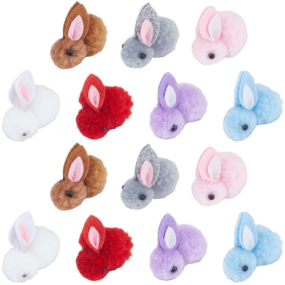 28Pcs 7 Colors Miniature Stuffed Bunny Easter Rabbit Plush Bulk Cute Fun Puff Colorful Wool Felt Mini Stuffed AnimalsDIY