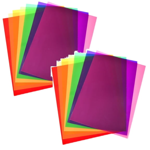28Pcs Color Correction Light Gel Filter Sheet Colored Overlays Transparency Film Sheets 7 Colors Event & Party