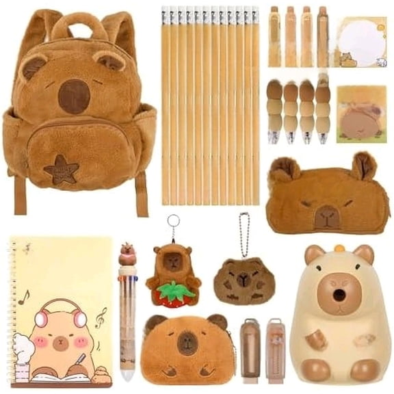 28Pcs Cute Capybara Gifts with Capybara Animals and Stationery set for Birthdays Gifts Back to School Classroom Rewards for Womens or Others.$$Office