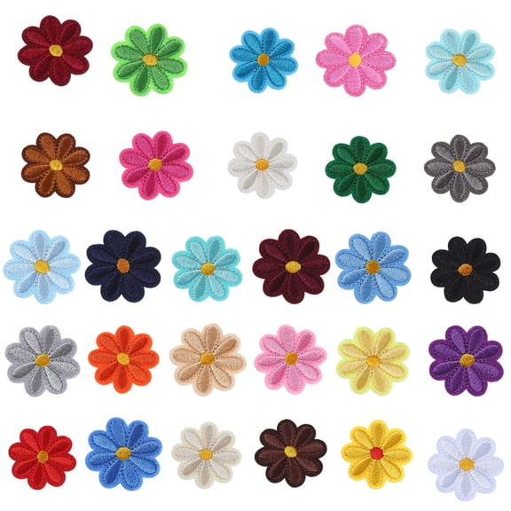 28Pcs Flower Iron on Patches Embroidered Flower Applique Sew on Repair Patches Applique for Kid Clothing Jackets Bag Hat