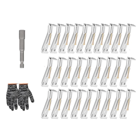 28Pcs Gutter Hangers with Screws and Clamps Quick Screw Gutter Clip Concealed Gutter Bracket for 5inch Aluminum Gutters