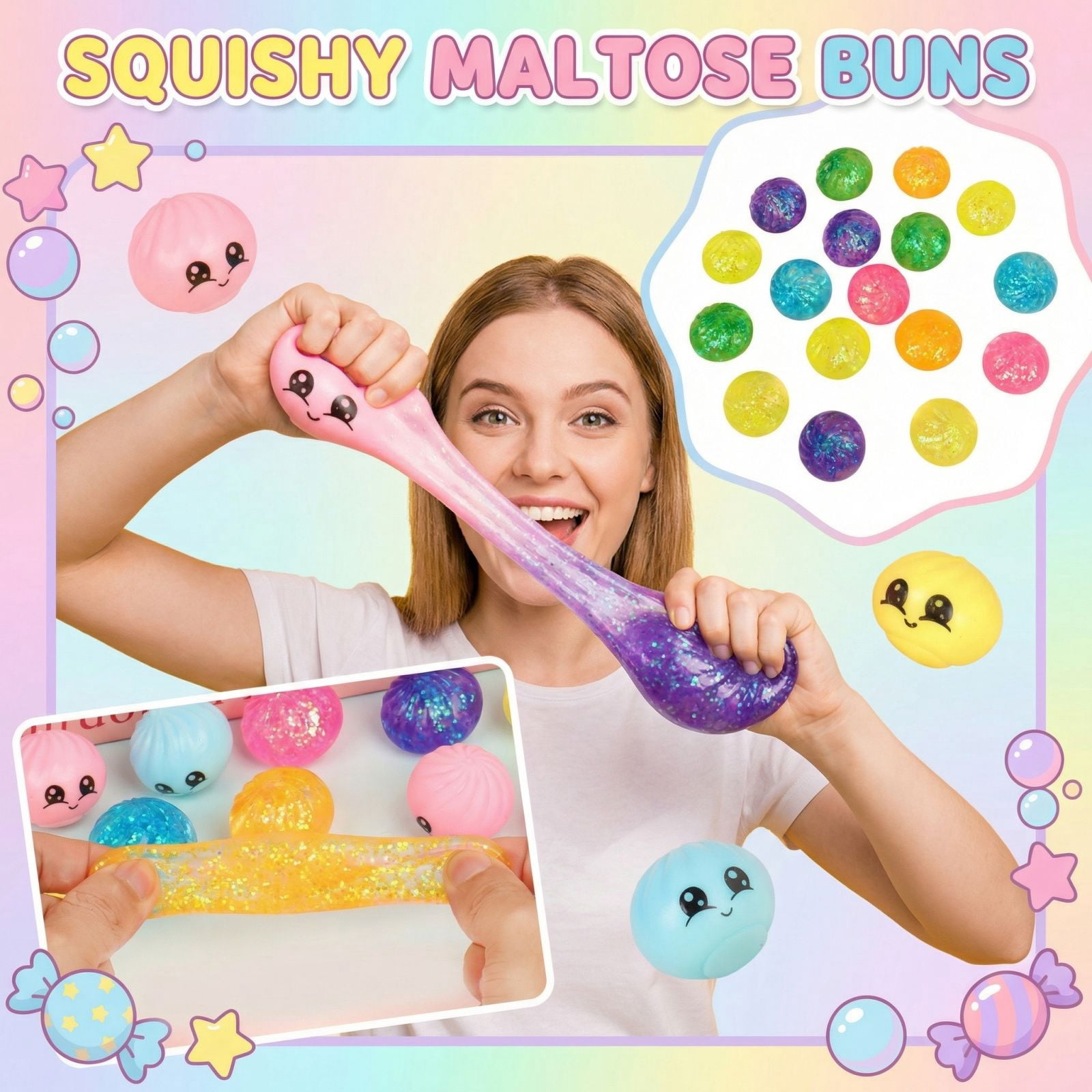 28Pcs Mini Colorful Dumpling Squishy, Cute Squishy Dumpling Large, Squishy Dumpling Doll with Cute Expressions, Silicone Bun Sensory Fidget Dolls, Hand Pinching Decompression Dolls