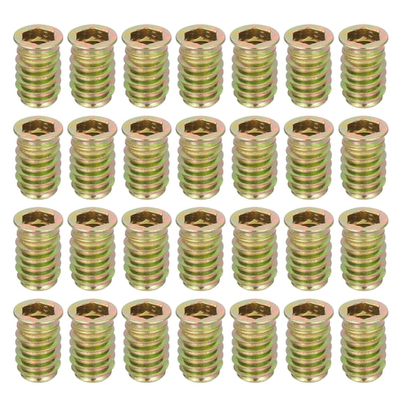 28Pcs Threaded Inserts Nuts, M10x25mm Hex Socket Drive Nut Inserts for Wood