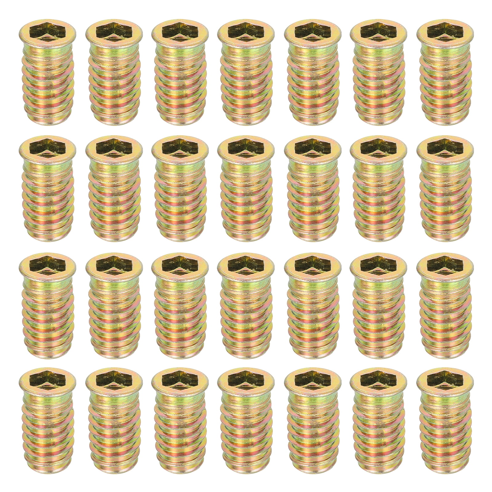 28Pcs Threaded Inserts Nuts, M10x30mm Hex Socket Drive Nut Inserts for Wood