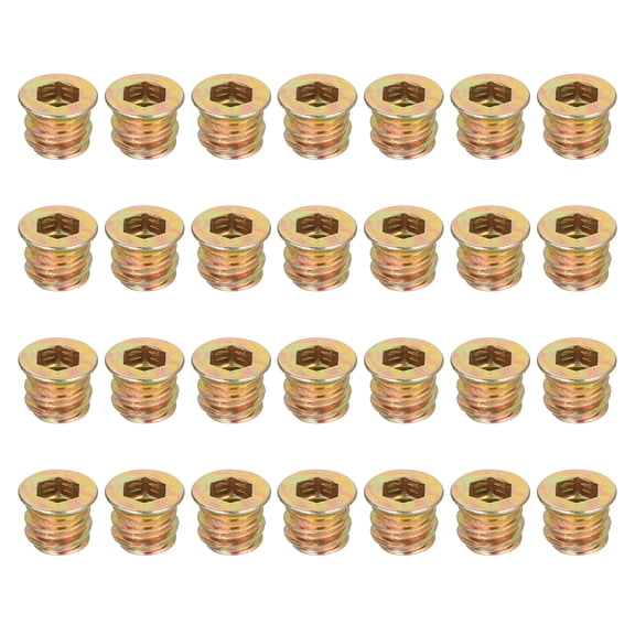 28Pcs Threaded Inserts Nuts, M6x10mm Hex Socket Drive Nut Inserts for Wood