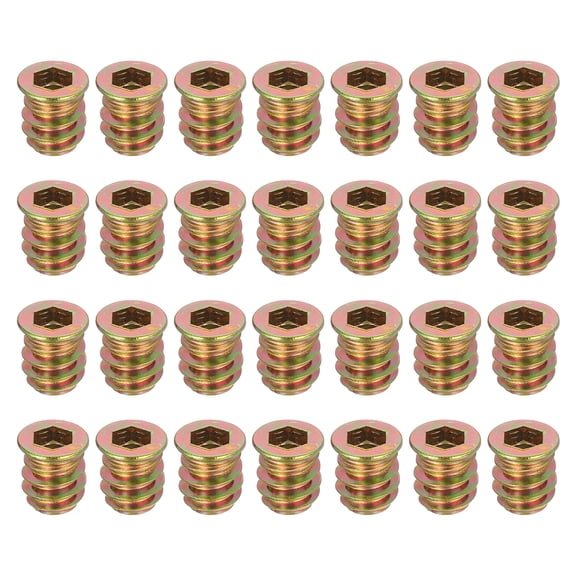 28Pcs Threaded Inserts Nuts, M6x13mm Hex Socket Drive Nut Inserts for Wood