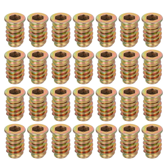 28Pcs Threaded Inserts Nuts, M6x17mm Hex Socket Drive Nut Inserts for Wood