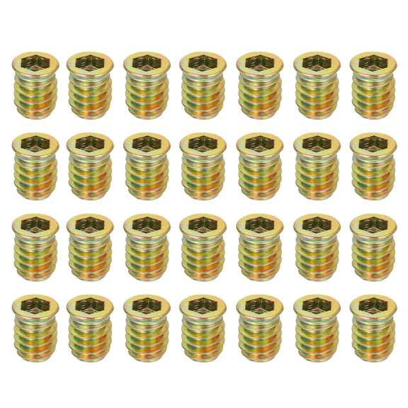 28Pcs Threaded Inserts Nuts, M8x17mm Hex Socket Drive Nut Inserts for Wood