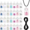 thumbnail image 1 of 28Pcs Wishing Mini Glass Bottle Pendant Necklace Refillable Bottles Wish Bottles Glass Bottle with Star Glitter Sequins/Paillette Inside and Waxed Polyester Cord for Wedding Party, 1 of 6