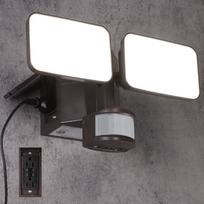LEONLITE 28W Dusk to Dawn LED Security Flood Light, GFCI Outlets & Motion Sensor, Hardwired, Bronze