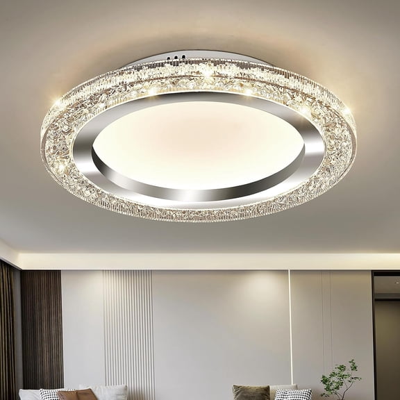 28W LED Flush Mount Ceiling Light Chrome 12inch Modern Round Ceiling Light Fixture 3000K-6000K Super Bright Circle Ceiling Lamp for Bedroom Kitchen Dining Room Entryway Hallway Foyer