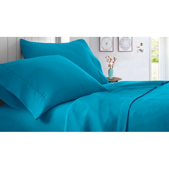 28X75" Cot Bed RV Bunk & Truck Sleeper 4 piece RV sheet set 600 TC Bed Sheets for Campers, RV's & Travel Trailers, Cot beds sheets 14” Inch Deep Pocket Turquoise Blue solid