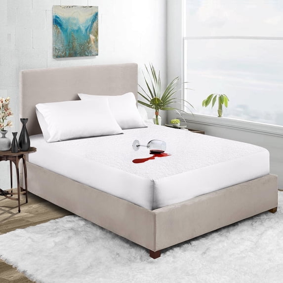 28X75" Cot Bed Waterproof Mattress Protector Soft & Breathable Terry Cotton RV Bunk and Truck Sleeper Fitted Style White Fits up -8'' Deep Pocket, Skin-Friendly Mattress Protector
